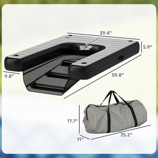 HKM-2169149 Inflatable Dog Boat Ramp with Non-Slip Platform for Easy Water Access, Supports Up to 286 lbs