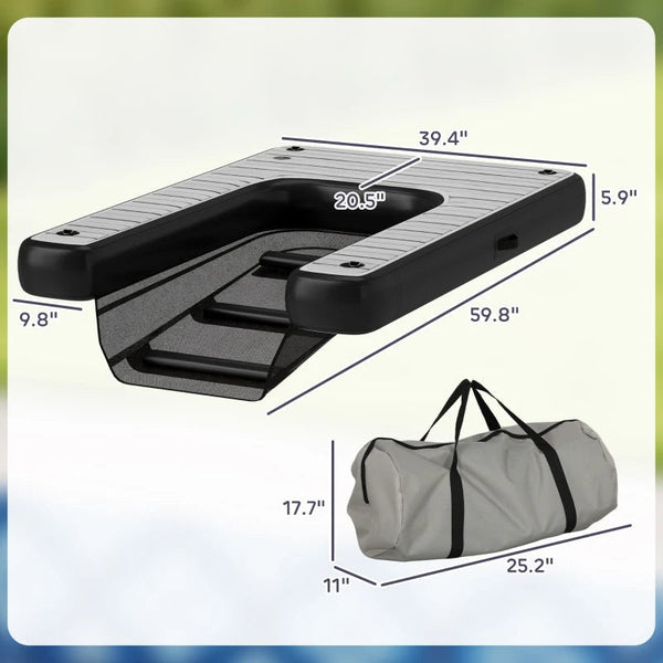 HKM-2169149 Inflatable Dog Boat Ramp with Non-Slip Platform for Easy Water Access, Supports Up to 286 lbs
