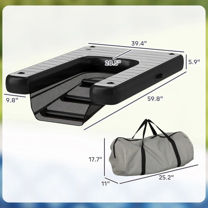 HKM-2169149 Inflatable Dog Boat Ramp with Non-Slip Platform for Easy Water Access, Supports Up to 286 lbs