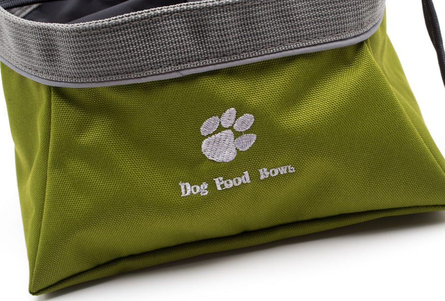 HKM-2169533 Collapsible Waterproof Pet Bowl for Food and Water, Eco-Friendly Materials, Green Color, 20x20x9.5 CM