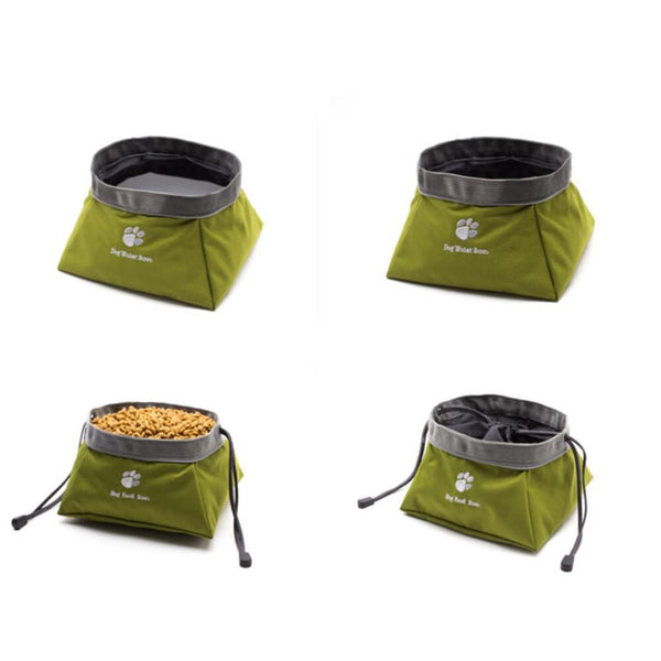 HKM-2169533 Collapsible Waterproof Pet Bowl for Food and Water, Eco-Friendly Materials, Green Color, 20x20x9.5 CM