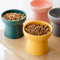 HKM-2169661 High Foot Ceramic Cat Bowl - 300ml Capacity for Food and Water