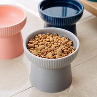 HKM-2169661 High Foot Ceramic Cat Bowl - 300ml Capacity for Food and Water