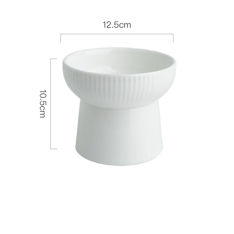 HKM-2169661 High Foot Ceramic Cat Bowl - 300ml Capacity for Food and Water