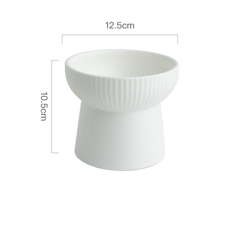 HKM-2169661 High Foot Ceramic Cat Bowl - 300ml Capacity for Food and Water
