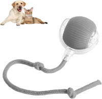 HKM-2170941 Automatic Rolling Pet Ball with Rope for Dogs and Cats - Interactive 360° Toy, 6.5cm