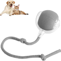 HKM-2170941 Automatic Rolling Pet Ball with Rope for Dogs and Cats - Interactive 360° Toy, 6.5cm