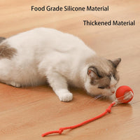 HKM-2170941 Automatic Rolling Pet Ball with Rope for Dogs and Cats - Interactive 360° Toy, 6.5cm