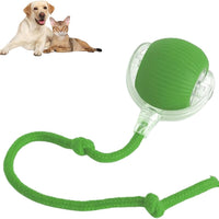 HKM-2170941 Automatic Rolling Pet Ball with Rope for Dogs and Cats - Interactive 360° Toy, 6.5cm