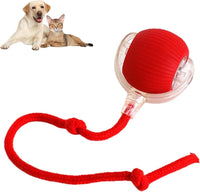 HKM-2170941 Automatic Rolling Pet Ball with Rope for Dogs and Cats - Interactive 360° Toy, 6.5cm