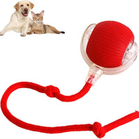 HKM-2170941 Automatic Rolling Pet Ball with Rope for Dogs and Cats - Interactive 360° Toy, 6.5cm