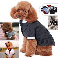 HKM-2171837 Big Dog Dress with Bow Tie - Stylish Cotton Puppy Suit in Black, Gray, Sky Blue, and Red Brown Sizes XS to XL