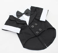 HKM-2171837 Big Dog Dress with Bow Tie - Stylish Cotton Puppy Suit in Black, Gray, Sky Blue, and Red Brown Sizes XS to XL