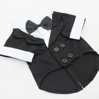 HKM-2171837 Big Dog Dress with Bow Tie - Stylish Cotton Puppy Suit in Black, Gray, Sky Blue, and Red Brown Sizes XS to XL
