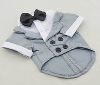 HKM-2171837 Big Dog Dress with Bow Tie - Stylish Cotton Puppy Suit in Black, Gray, Sky Blue, and Red Brown Sizes XS to XL
