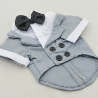 HKM-2171837 Big Dog Dress with Bow Tie - Stylish Cotton Puppy Suit in Black, Gray, Sky Blue, and Red Brown Sizes XS to XL