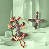 HKM-2172093 Durable Rope and Rubber Training Toy for Large Dogs - Tree Branch Style with Knot and Ball Design
