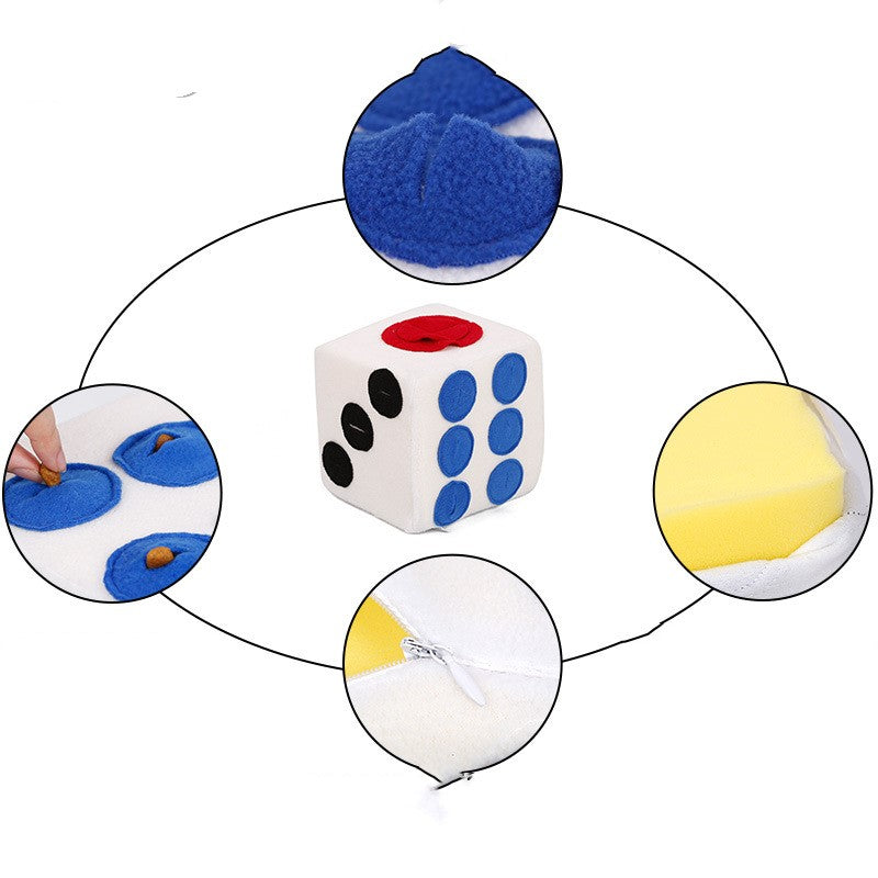 HKM-2173117 Colorful Dice-Shaped Dog Training Toy for Sniffing and Biting, 20x20x20CM, Made of Soft Polar Fleece