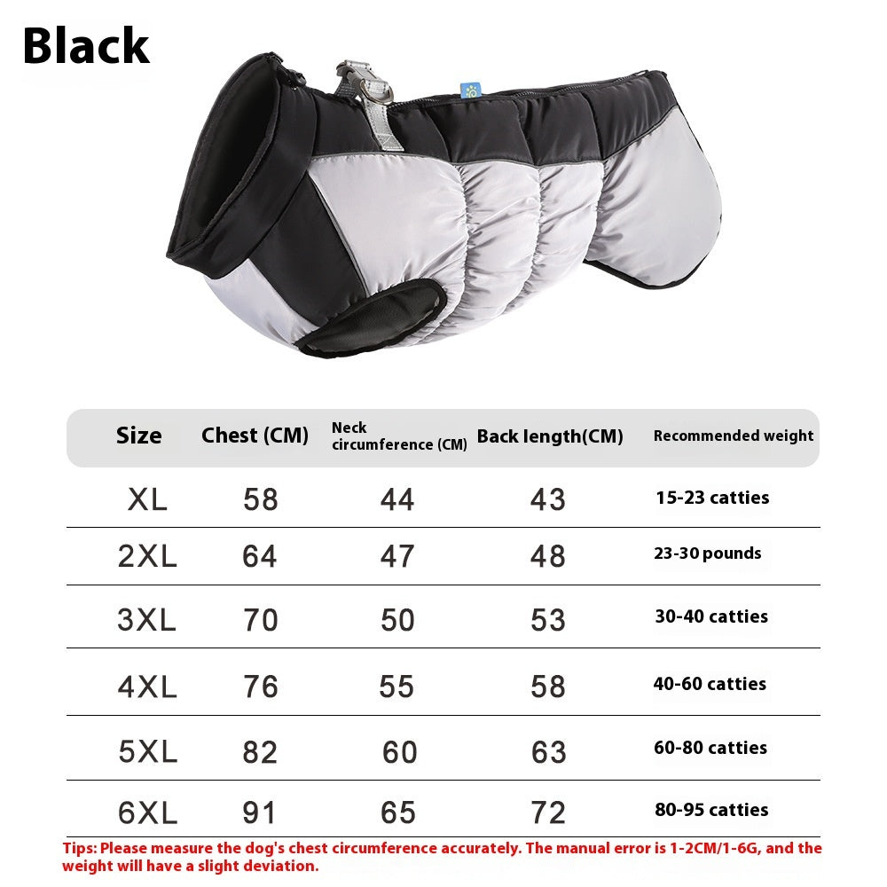 HKM-2174013 Reflective Waterproof Winter Clothes for Pets - Available in Black, Blue, Red, Rose Red, Sizes XL to 6XL