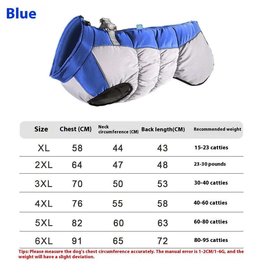 HKM-2174013 Reflective Waterproof Winter Clothes for Pets - Available in Black, Blue, Red, Rose Red, Sizes XL to 6XL