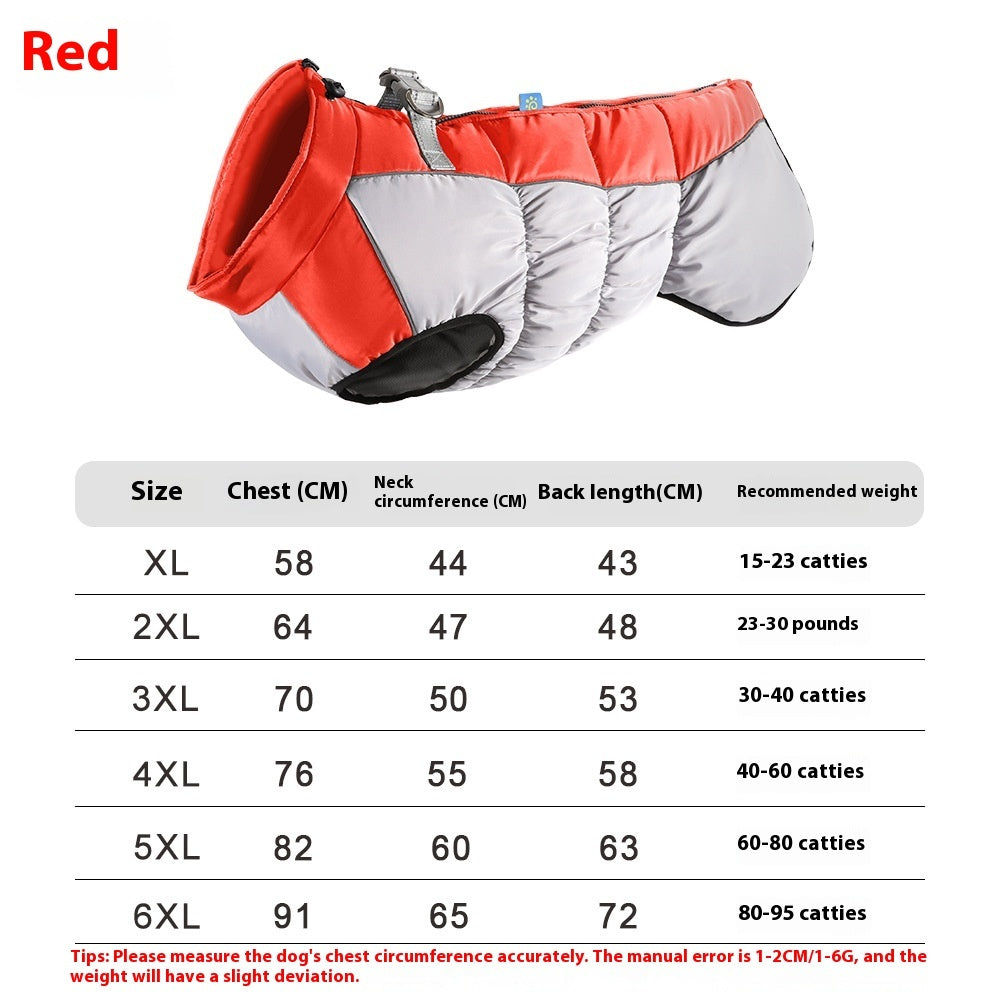 HKM-2174013 Reflective Waterproof Winter Clothes for Pets - Available in Black, Blue, Red, Rose Red, Sizes XL to 6XL