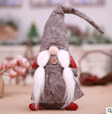 HKM-217427 European Style Christmas Figurine - Old Man with Soft Beard, Self-Standing Cloth Decoration