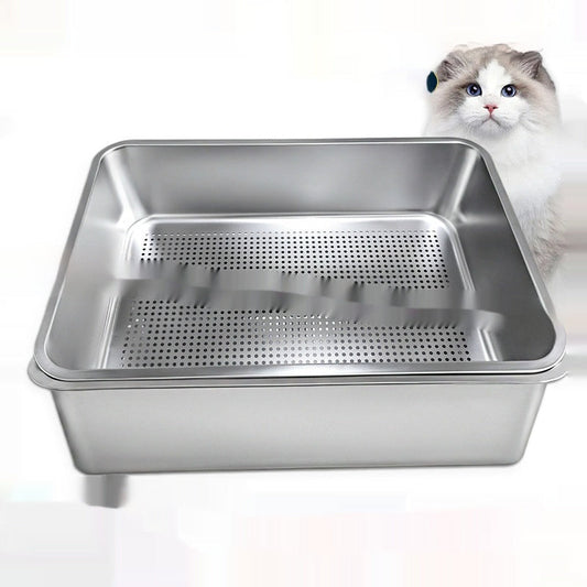 HKM-2174909 Extra Large Leak-Proof Cat Litter Box with Detachable Sand Leakage Basin - Ideal for Cats and Kittens