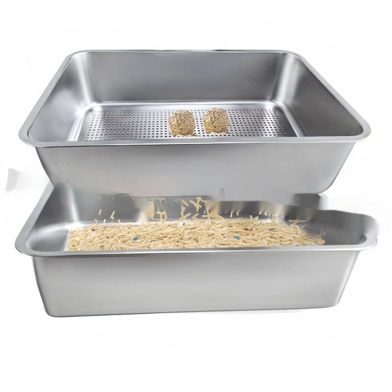 HKM-2174909 Extra Large Leak-Proof Cat Litter Box with Detachable Sand Leakage Basin - Ideal for Cats and Kittens