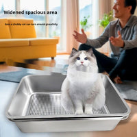 HKM-2174909 Extra Large Leak-Proof Cat Litter Box with Detachable Sand Leakage Basin - Ideal for Cats and Kittens