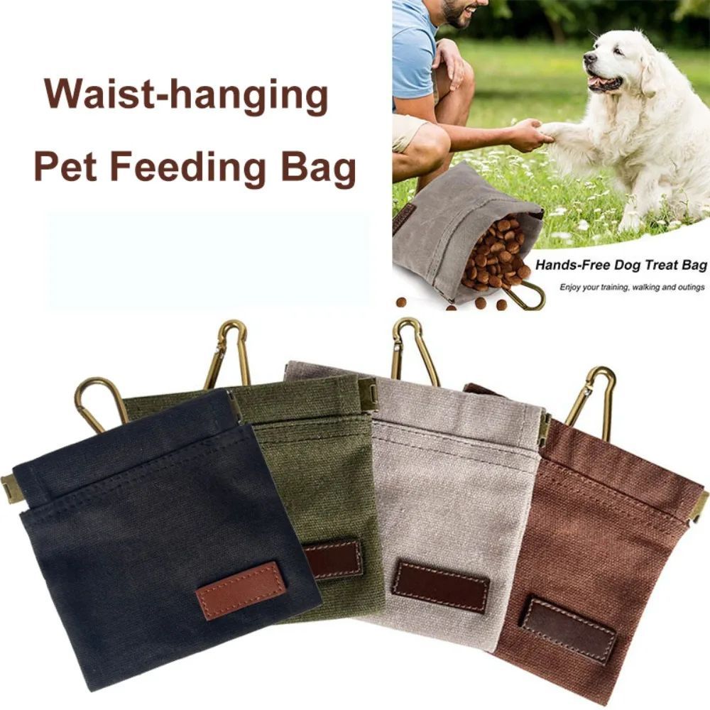 HKM-2175677 Portable Dog Training Snack Bag with Oil Resistance and Carabiner - Durable Food Dispenser Pouch for Pet Training
