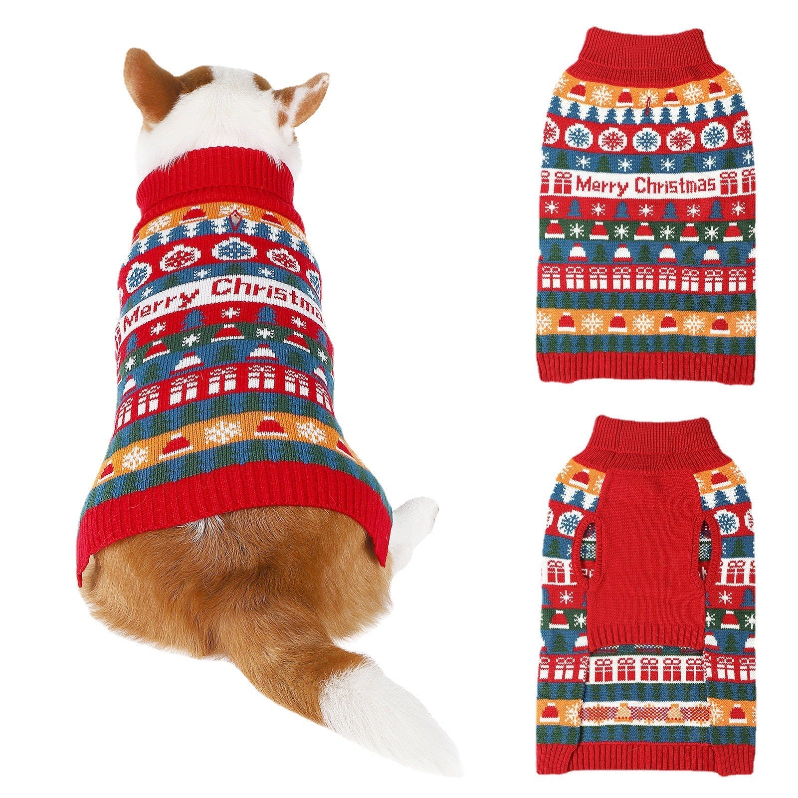 HKM-2177213 Cozy Red Acrylic Sweater for Pets - Sizes S to XXL