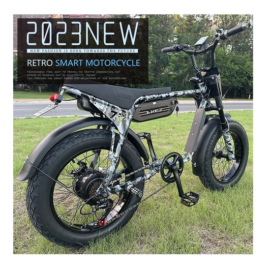 HKM-217747 750W Electric Fat Tire E-Bike for City and Mountain Riding, 20 Inch, 7-Speed, Disc Brakes, Grey