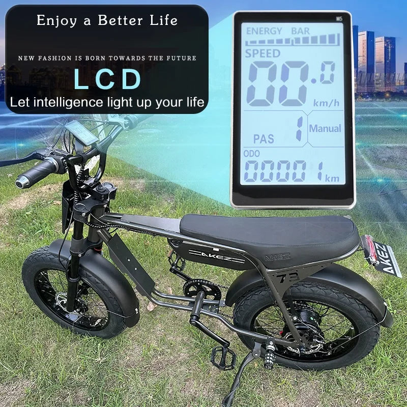 HKM-217747 750W Electric Fat Tire E-Bike for City and Mountain Riding, 20 Inch, 7-Speed, Disc Brakes, Grey