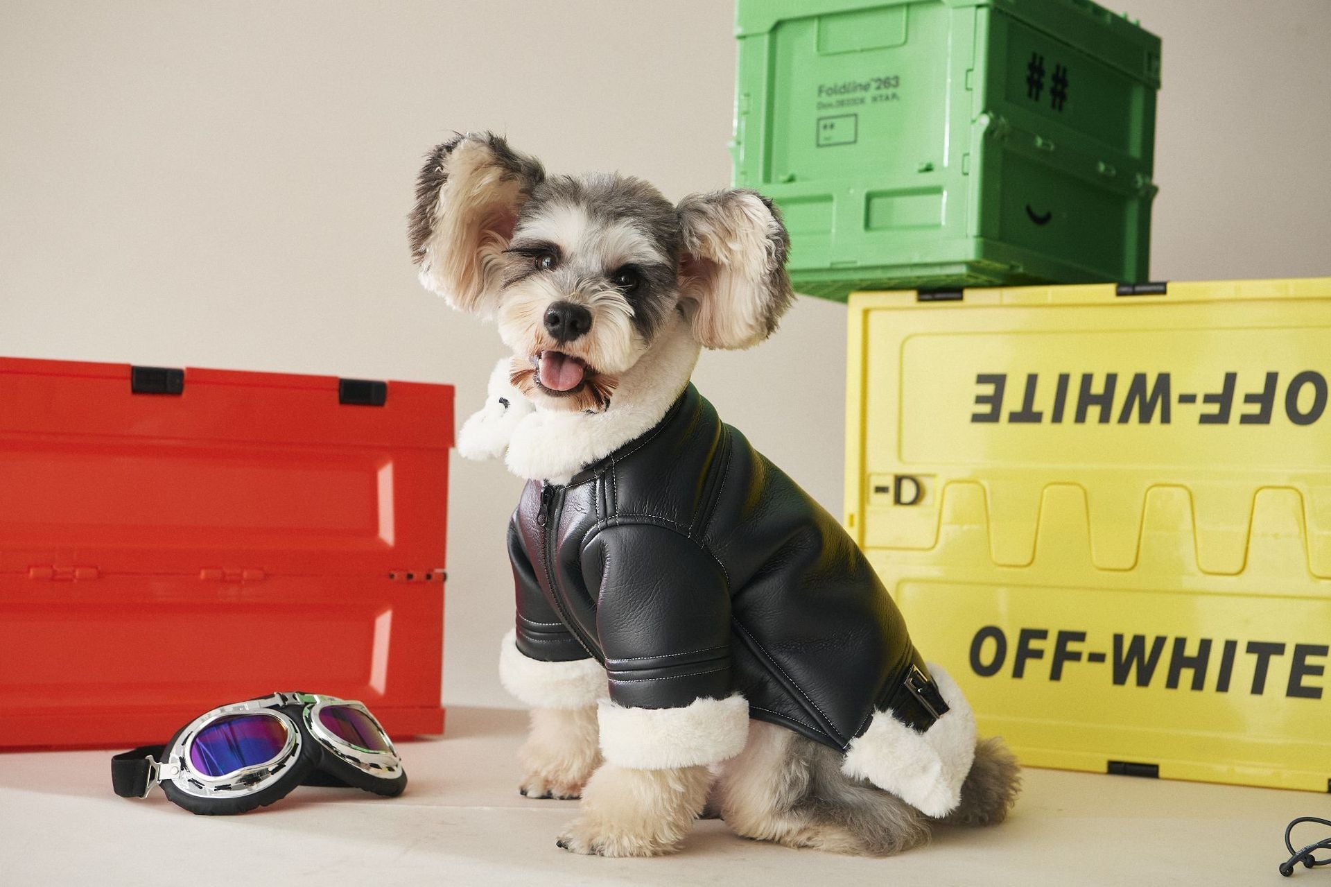 HKM-2177597 Cozy Black Fur Dog Coat for Autumn and Winter - Thick PU Cotton Fabric
