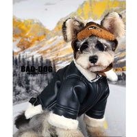 HKM-2177597 Cozy Black Fur Dog Coat for Autumn and Winter - Thick PU Cotton Fabric