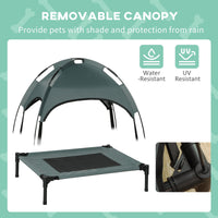HKM-2177853 Elevated Pet Bed with Canopy for Small Dogs, UV Protection Shade, Gray Outdoor Dog Cot