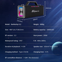 HKM-217811 X12 200W Portable Subwoofer Speaker with Wireless Microphone Support for Outdoor Karaoke