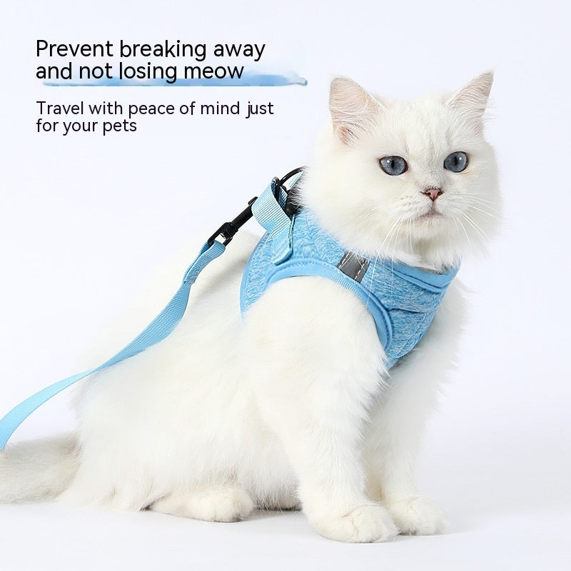 HKM-2178493 Cotton Dog Walking Chain Rope with Harness - Available in Pink, Blue, and Black