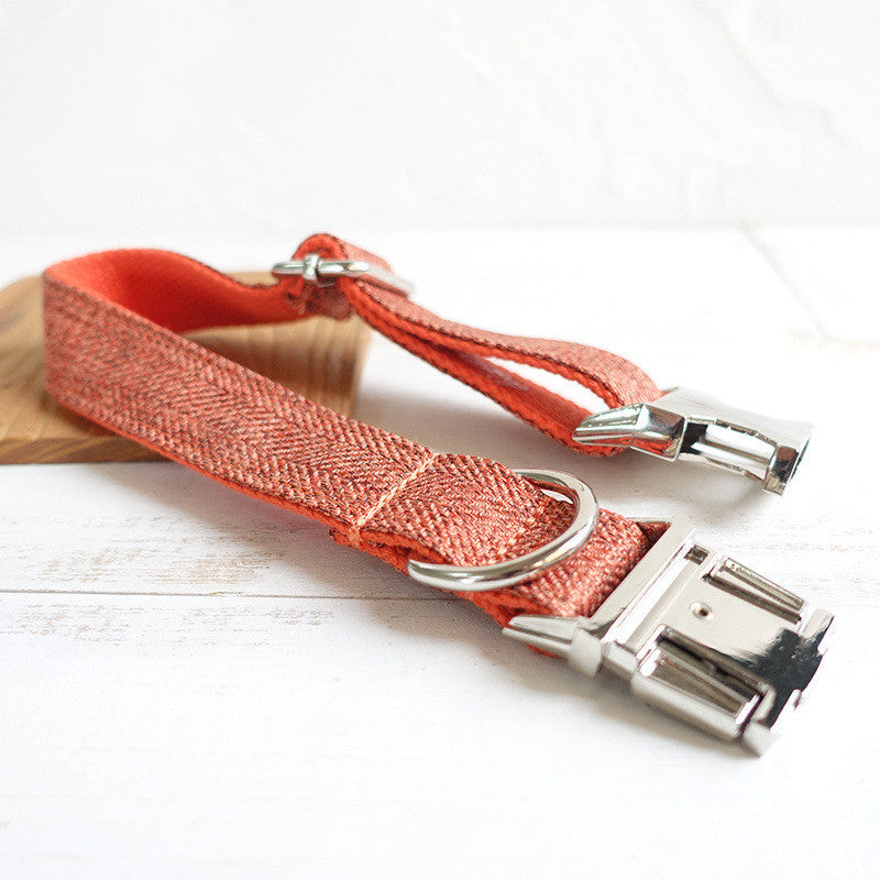 HKM-2179005 Large Orange Polyester Dog Collar - Multiple Sizes Available