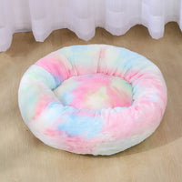 HKM-2179261 Cozy Plush Round Cat and Dog Bed Shelter with Anti-Slip Base