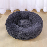 HKM-2179261 Cozy Plush Round Cat and Dog Bed Shelter with Anti-Slip Base