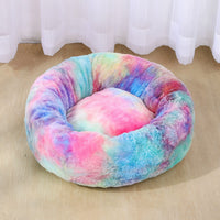 HKM-2179261 Cozy Plush Round Cat and Dog Bed Shelter with Anti-Slip Base
