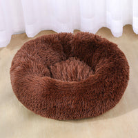 HKM-2179261 Cozy Plush Round Cat and Dog Bed Shelter with Anti-Slip Base