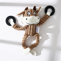 HKM-2180029 Donkey Shape Chew Toy for Dogs - Plush Corduroy Squeaky Molar Training Toy