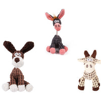 HKM-2180029 Donkey Shape Chew Toy for Dogs - Plush Corduroy Squeaky Molar Training Toy