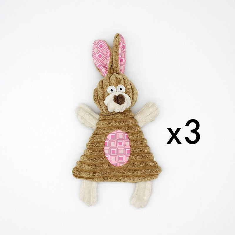 HKM-2180029 Donkey Shape Chew Toy for Dogs - Plush Corduroy Squeaky Molar Training Toy