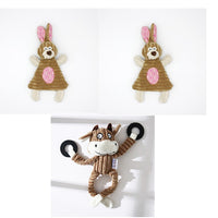 HKM-2180029 Donkey Shape Chew Toy for Dogs - Plush Corduroy Squeaky Molar Training Toy