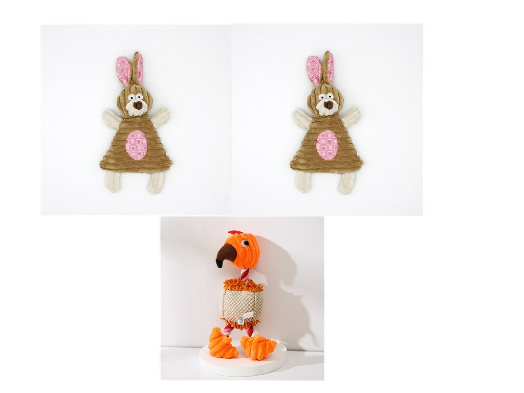 HKM-2180029 Donkey Shape Chew Toy for Dogs - Plush Corduroy Squeaky Molar Training Toy
