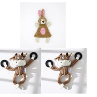 HKM-2180029 Donkey Shape Chew Toy for Dogs - Plush Corduroy Squeaky Molar Training Toy