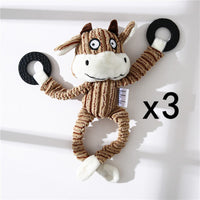 HKM-2180029 Donkey Shape Chew Toy for Dogs - Plush Corduroy Squeaky Molar Training Toy